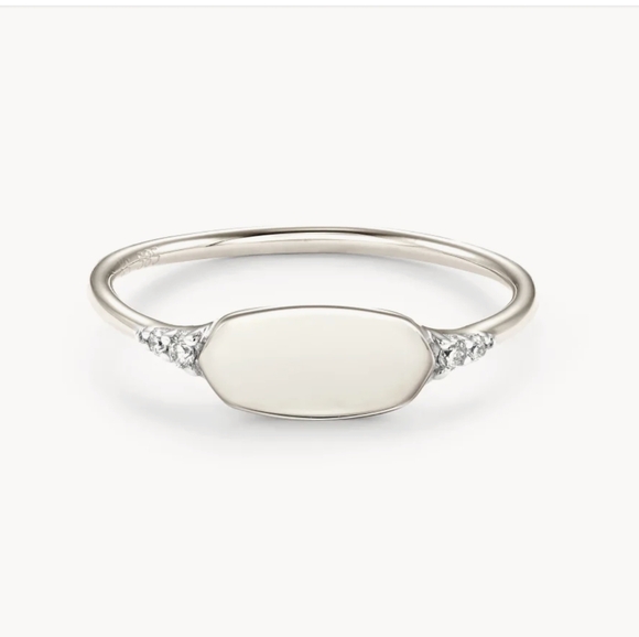 New Kendra Scott Fern 14k White Gold Band Ring in White Diamond